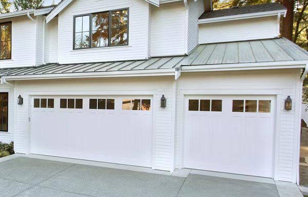 White Three Car Garage Door Installation
